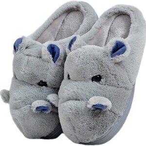 Women’s Cute Cartoon Hippo Slippers Plush Warm Cozy Indoor Shoes